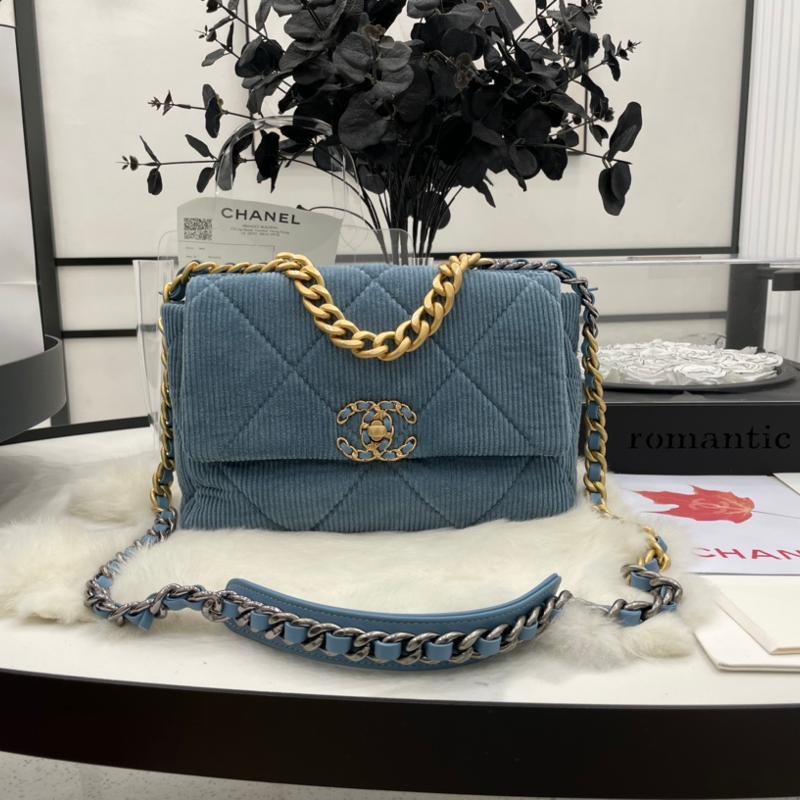 Chanel Chain Package AS1160 Corduroy Blue